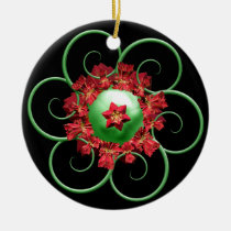 Poinsettia Fractal Christmas Ornament ornaments