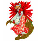 ladies_fitted_babydoll - Pretty vintage lady with Poinsettia flower pattern on her dress and hat. This Christmas design has a large red Poinsettia background that frames the woman as she walks on a golden path.: Sizes  Available colors: white