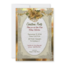 Poinsettia Gold Christmas Invitation invitation