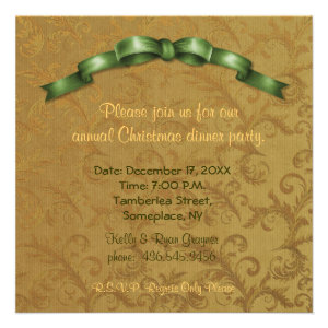 Poinsettia Gold Christmas Invitation