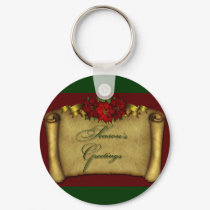 Poinsettia Happy Holidays keychains