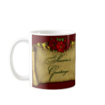 Poinsettia Happy Holidays mugs
