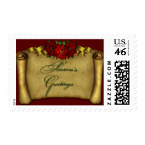 Poinsettia Happy Holidays postage