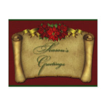 Poinsettia Happy Holidays postcards