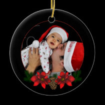 Poinsettia Holiday Photo Ornament ornaments