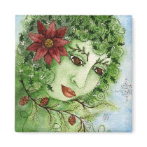 Poinsettia Holly Nymph Magnet by 13BlackCatsDesigns Poinsettia Holly Nymph Magnet