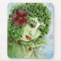Poinsettia Holly Nymph Mousepad by 13BlackCatsDesigns Poinsettia Holly Nymph Mousepad
