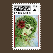 Poinsettia Holly Nymph Postage Stamp