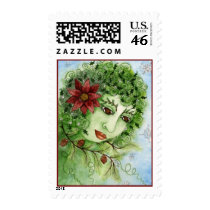 Poinsettia Holly Nymph Postage Stamp