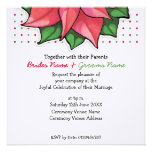 Poinsettia Joy dots top Wedding Invitation