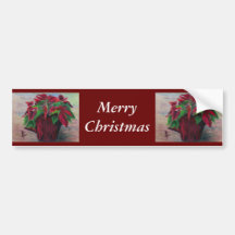 Poinsettia Merry Christmas Bumper Sticker