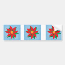 poinsettia on blue bumper stickers