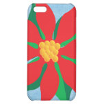 poinsettia on blue cover for iPhone 5C