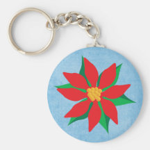 poinsettia on blue key chains