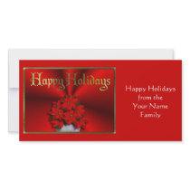 Poinsettia On Red Satin photo cards