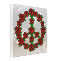 Poinsettia Peace Sign Stretched Canvas Print