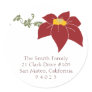 Poinsettia Return Address Label Round Stickers