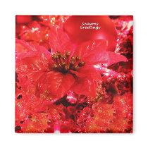 Poinsettia Seasons Greetings magnet