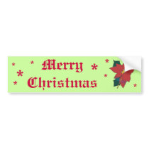 Poinsettia with Dragonfly Bumper Sticker