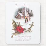 Poinsettias and Country Church Vintage Christmas Mousepads