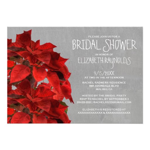 Poinsettias Bridal Shower Invitations