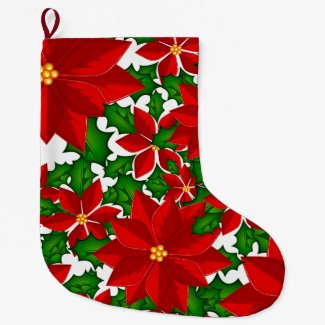 Poinsettias Large Christmas Stocking