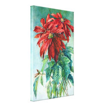 Poinsettias Vintage Art Wrapped Canvas Stretched Canvas Prints