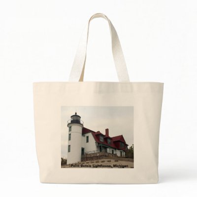Point Betsie Lighthouse Tote Bags by kashuba2