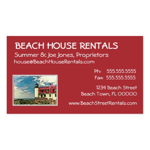 Point Betsie Lighthouse Business Cards (back side)