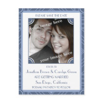 Point Block Purple Art Deco Save the Date Postcard by bridetees Point Block Purple Art Deco Save the Date Postcard