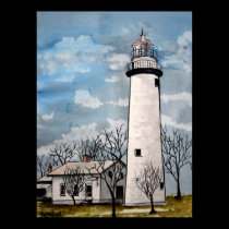 pointe aux Barques Lighthouse art poster print