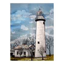 pointe aux Barques Lighthouse art poster print by dereklovessheila pointe aux Barques Lighthouse art poster print