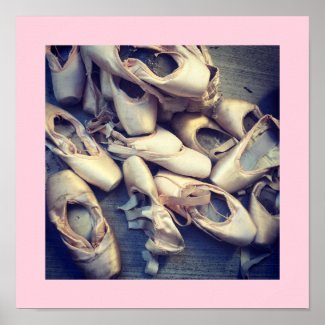Pointe Shoe Poster 12x12 Pink Border