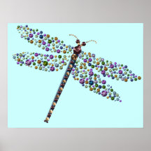 Pointilist Dragon Fly Poster
