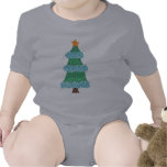 Pointillism Christmas tree with blue garland shirt