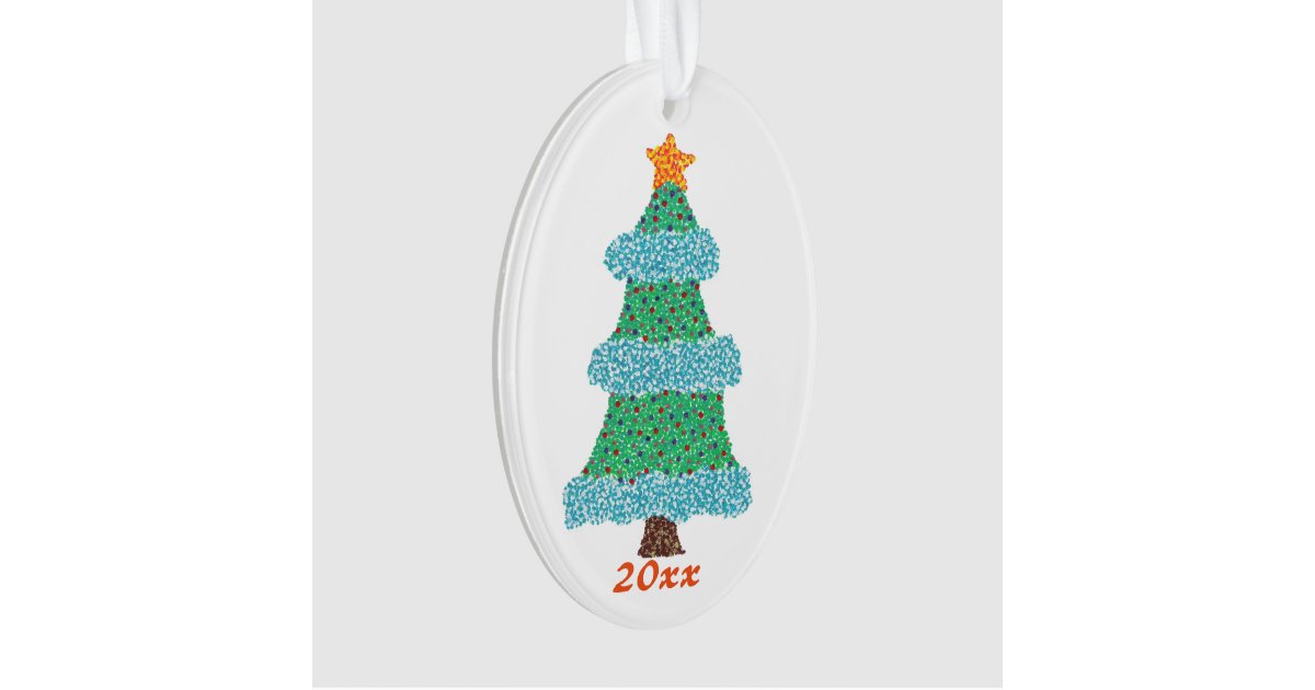 Pointillism Christmas Tree Year 20xx Ornaments Zazzle
