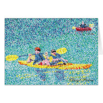 Pointillism kayak scene, by Cheryl Paton cards