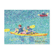 Pointillism kayak scene, by Cheryl Paton postcards