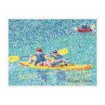 Pointillism kayak scene, by Cheryl Paton Postcard