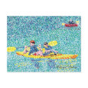 Pointillism kayak scene, by Cheryl Paton, postcard postcard