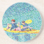 Pointillism Kayak Scene Painting, Coasters coasters