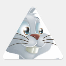 Pointing White Rabbit Triangle Stickers