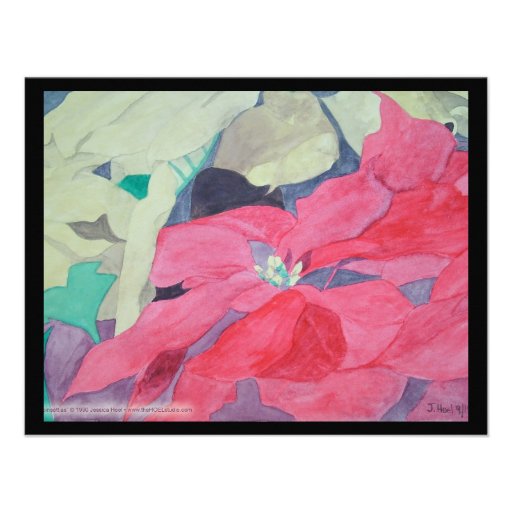 Christmas Poinsettia Watercolor Cards, Christmas Poinsettia Watercolor