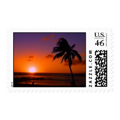 Poipu Beach Sunset - Kauai, Hawaii Postage Stamps