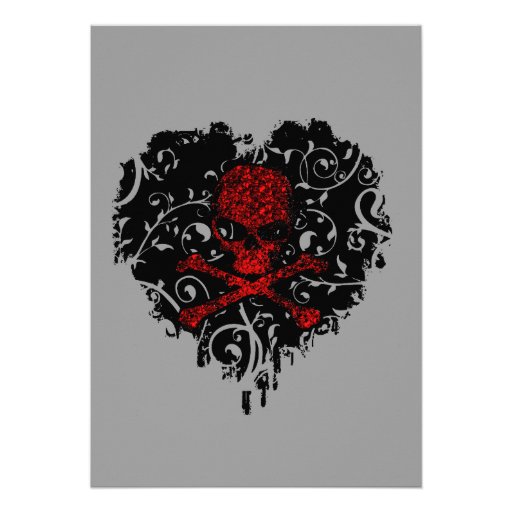 Poison Heart Skull Gothic Bridal Shower Custom Invites
