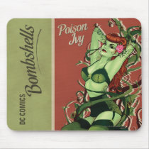 dc comics bombshells, poison ivy, poison ivy bombshell, batman villain poison ivy, poster pin up, retro pin-up, Mouse pad with custom graphic design
