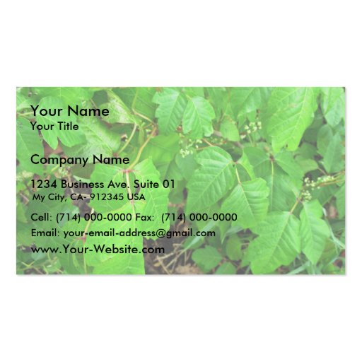 Poison ivy business card templates (front side)