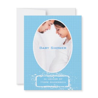Poka Dots Blue Photo Baby Boy Shower Announcement invitation