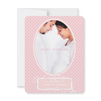 Poka Dots Pink Photo Baby Girl Shower Announcement invitation