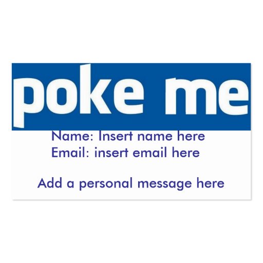 Poke Me Facebook card Business Card Template (front side)